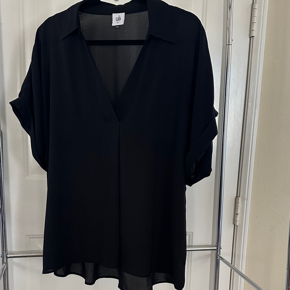CAbi Black V-Neck Blouse